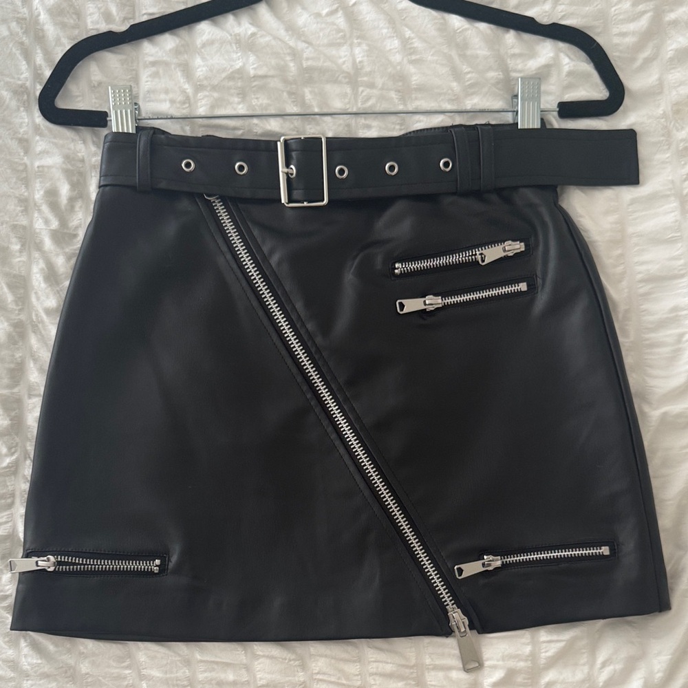 Zara Black Asymmetrical Skirt with Zipper Accents